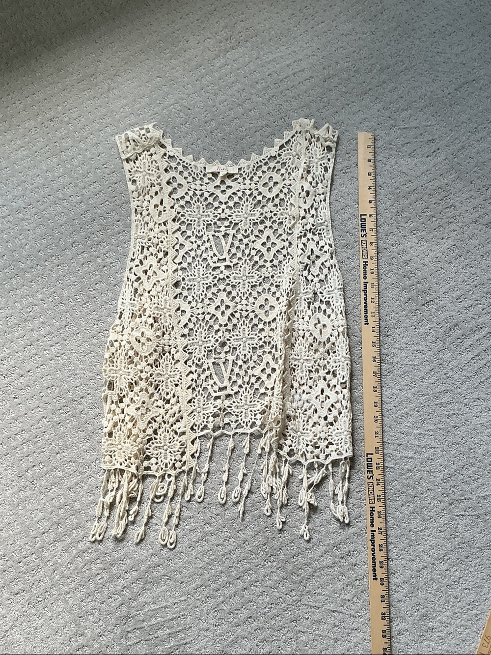 Crochet Fringe Camisole vest Top - Cream